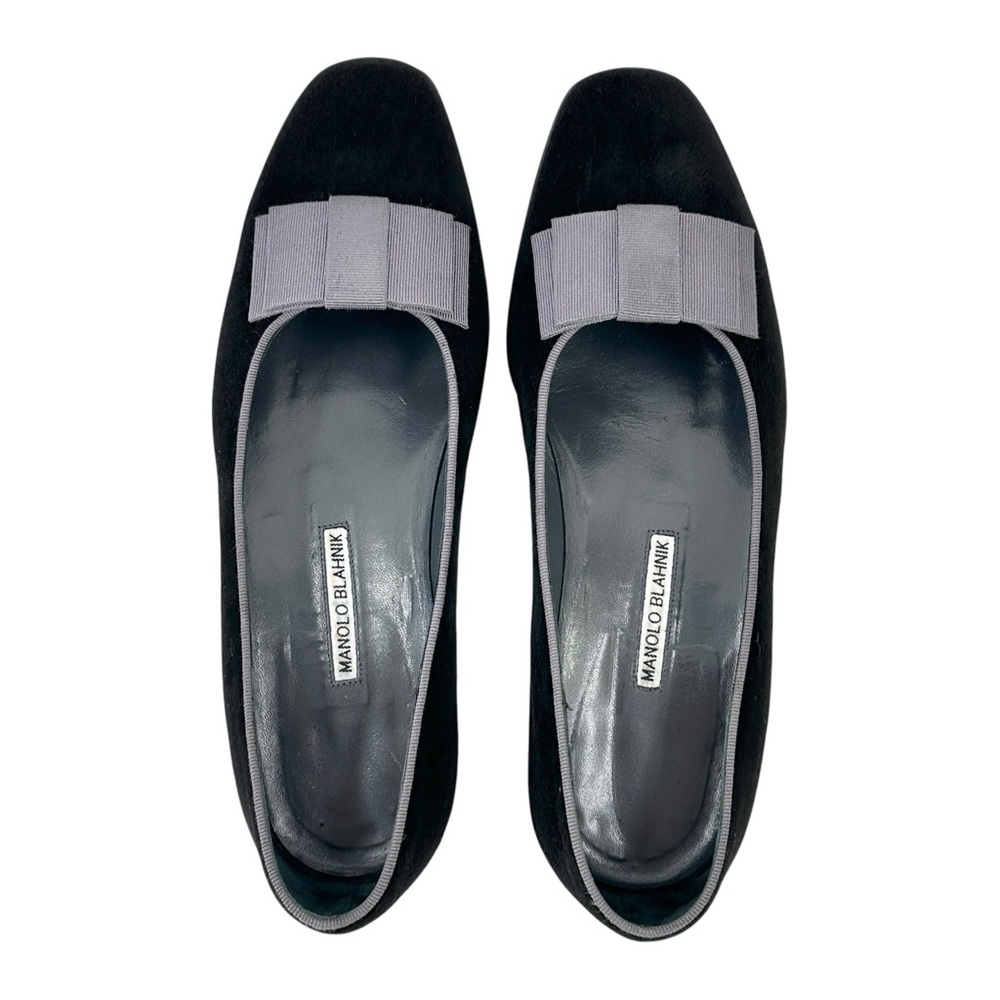 Manolo Blahnik Black Suede Black Tie Opera Pumps Loafers Formal Dress Shoes sz 9